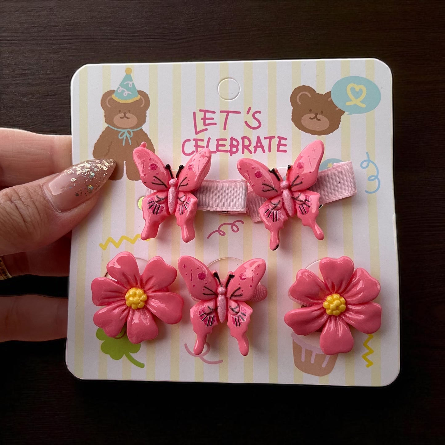 5Pcs Cute Butterfly Flowers Hair Clips and Ties