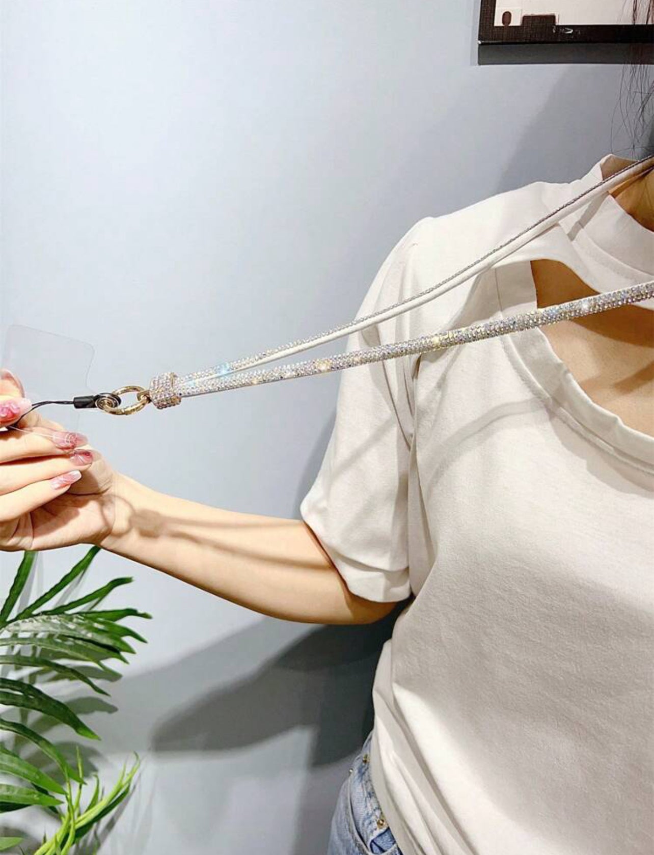Long Wrist Style Rhinestone P.endant Mobile Phone Lanyard Full Diamond Colorful Long Neck Strap Anti Loss Sling