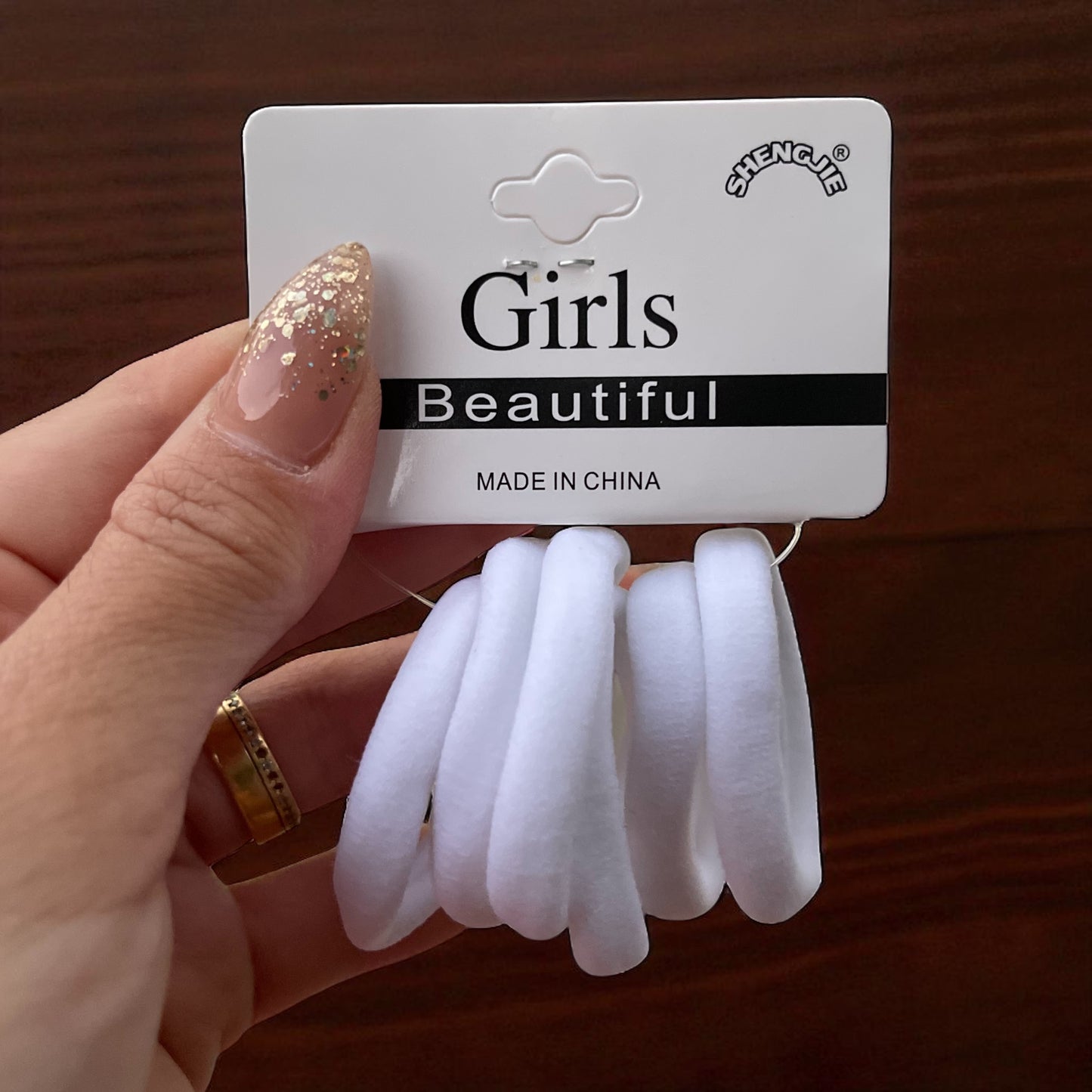 6PCs White Back to School Large Elastic Hair Ties