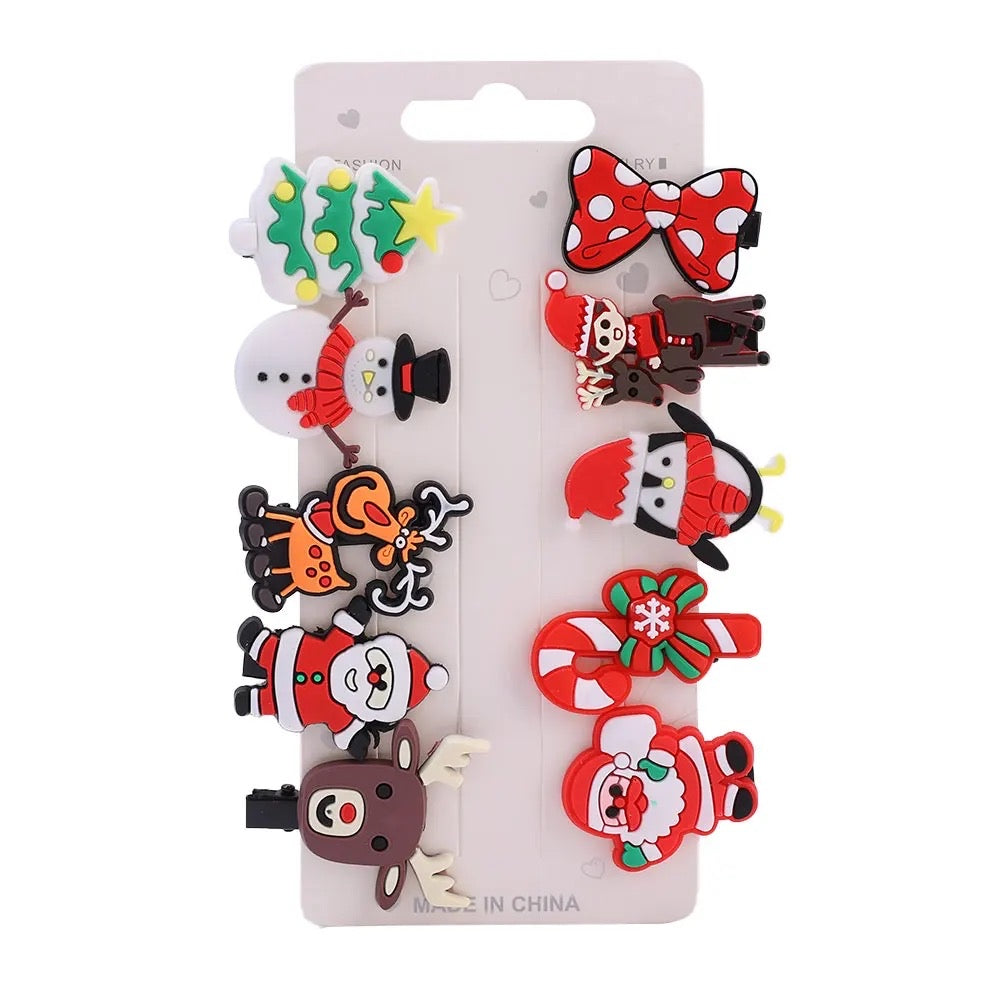 10Pcs/set Christmas Headdress Santa Antler Hair Clip For Girls Hairpins Clips Children's Barette Hair Ornaments Hair Accessories