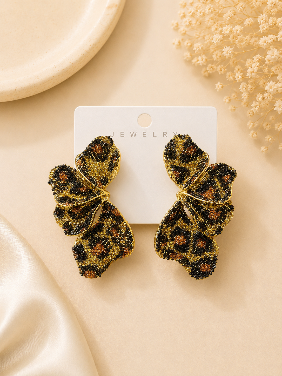 Midnight Bloom Crystal Statement Earrings