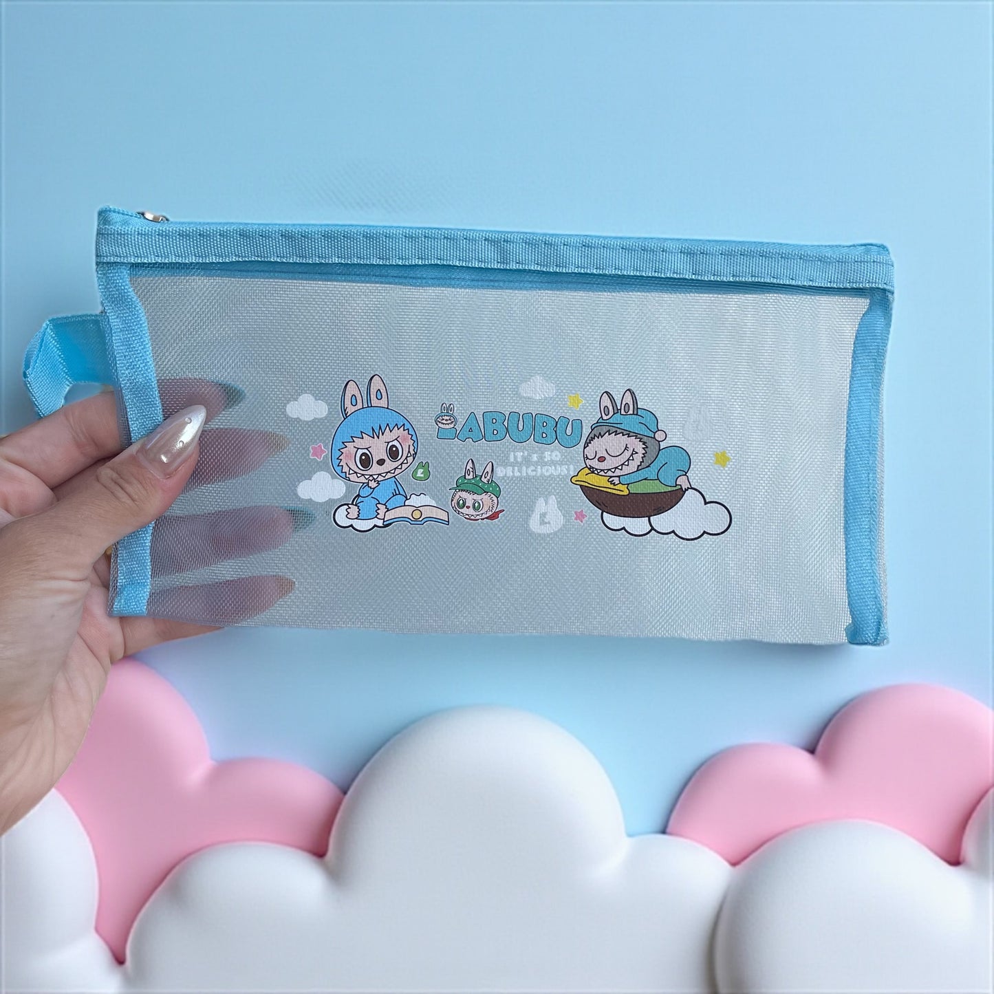 Labubu transparent pencil case Portable Stationery Easy Carry Useful Labubu Print Pencil Pouch
