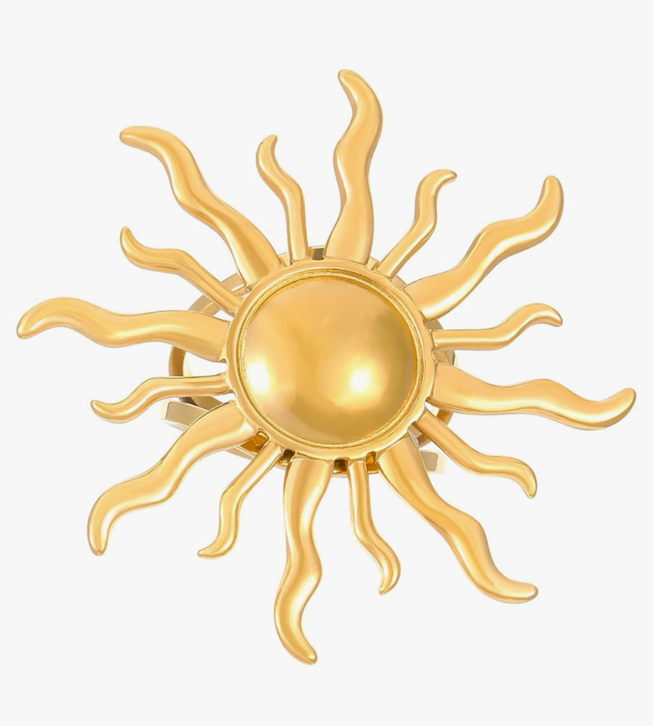 Uworld Ocean Vacation Style 18k Gold Color Plated Stainless Steel Sea Star Conch Shell Ring Waterproof Stackable Ring Women's Ac
