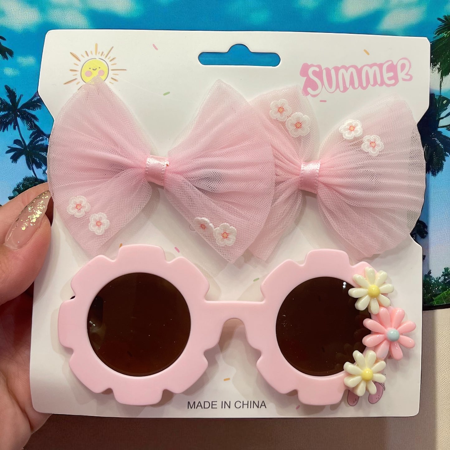 2Pcs Lovely Sparkling Hair Clip Hair Accessories Glasses Set Fashion Shiny Kids Love Glasses Girls Headwear