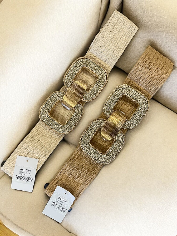 1pc Women Symmetrical Buckle Boho Woven Belt For Dress Decoration