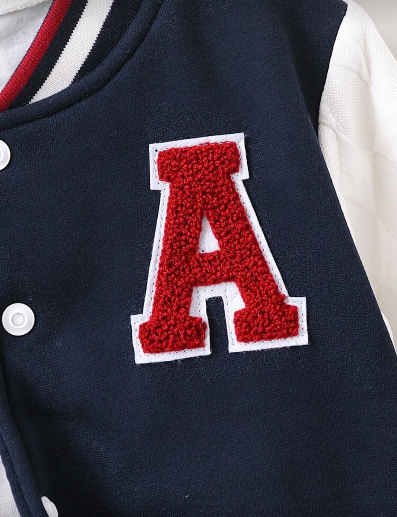 SHEIN Toddler Boys Letter Patched Striped Trim Bomber Jacket Without Tee - 6Y