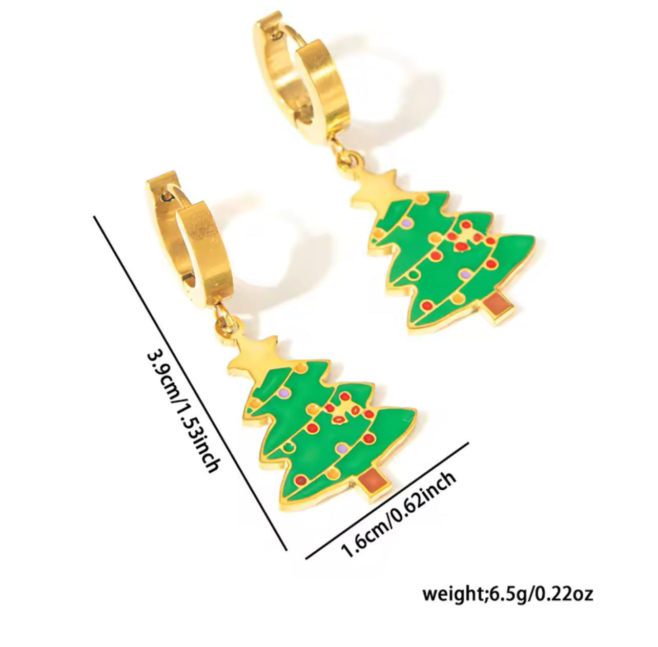 Christmas Tree P.endant Earring Cute Charm 316L Stainless Steel 18K Gold Plated Women Festival Plant Charm Waterproof