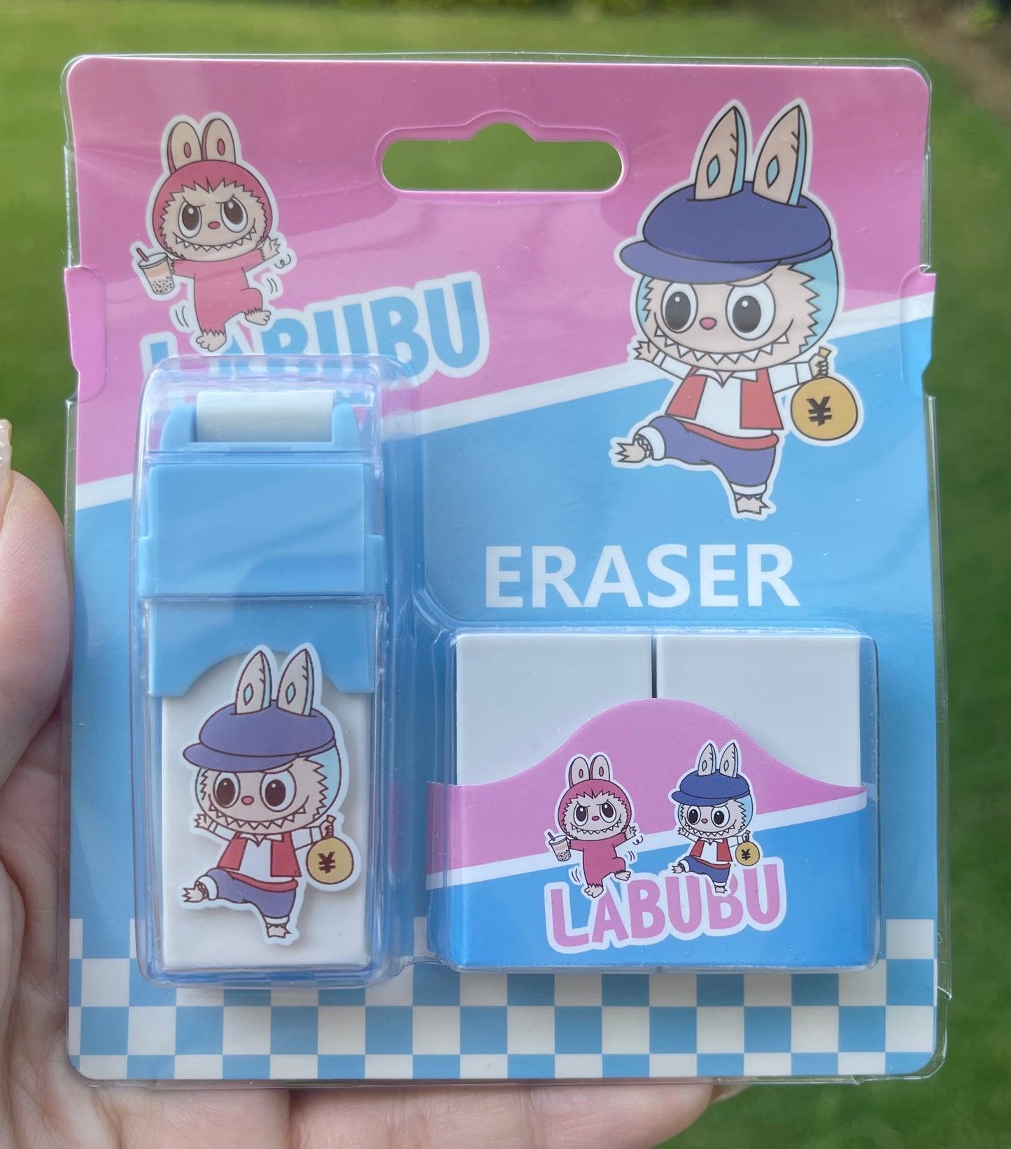 Labubu Cartoon Push-Pull Rolling Eraser Set New Detachable Eraser with Clean Chip-Free Cloth Roller Plastic Material