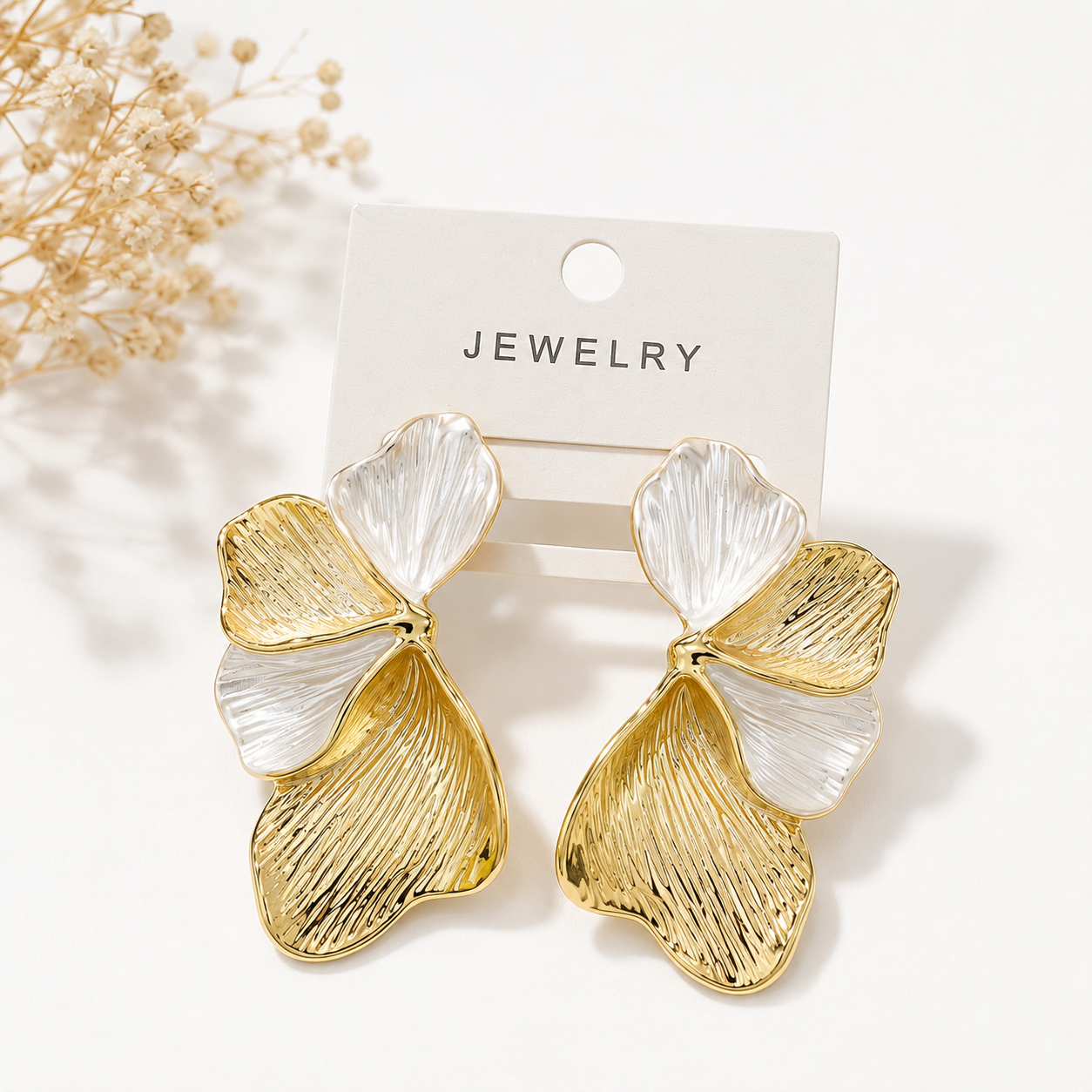 Two-Tone Floral Statement Earrings
