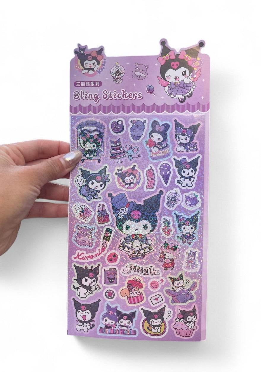 1 Sheet Sticker Set Sanrio Stitch Cute Laser Bling Stickers Decoration Children