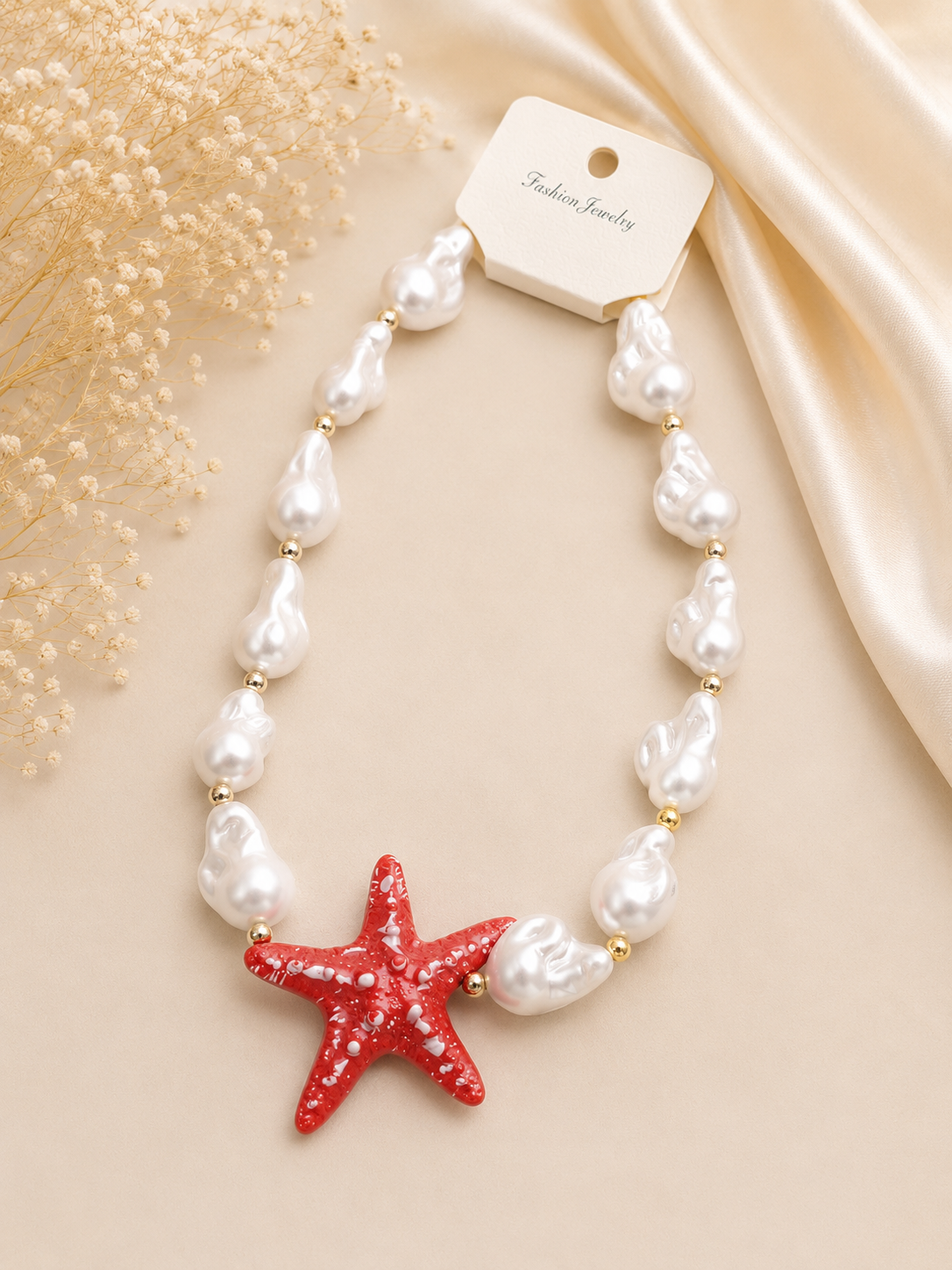 Ocean Pearl Starfish Statement Necklace