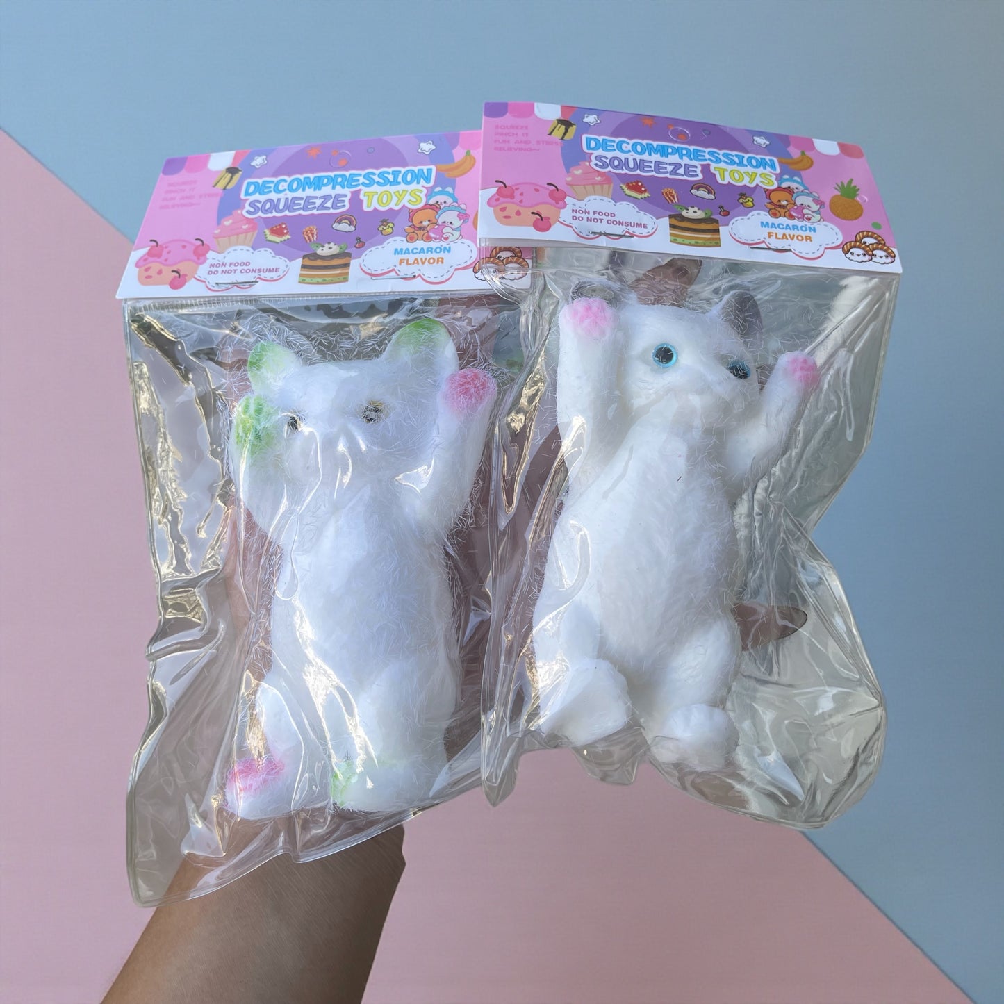 Stress Relief Cat Squeeze Toy Realistic TPR Fidget Toy for Anxiety Soft Sensory Toy for Kids Teens Adults Mochi Squishy