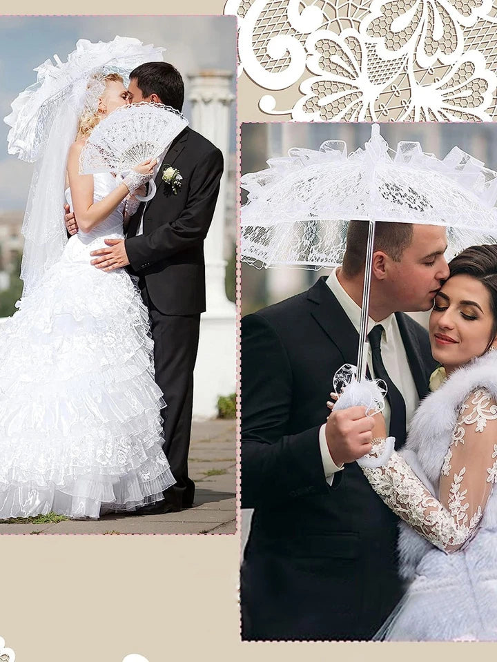 Elegant Wedding Bride Umbrella White Lace Umbrella Sunshade Marriage Bridal Umbrella Party Photo Props Decor Wedding Accessories