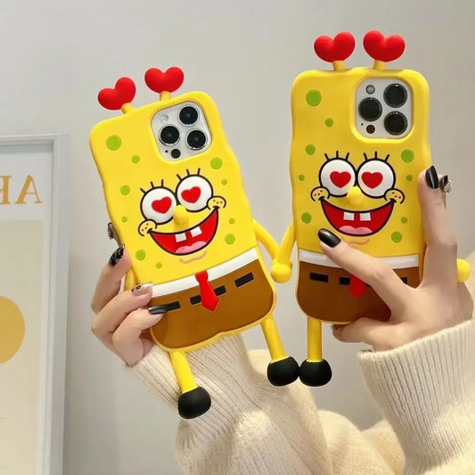 3D Sponge Phone Case For iPhone 14 Cartoon Soft Silicone Shockproof Back Cover