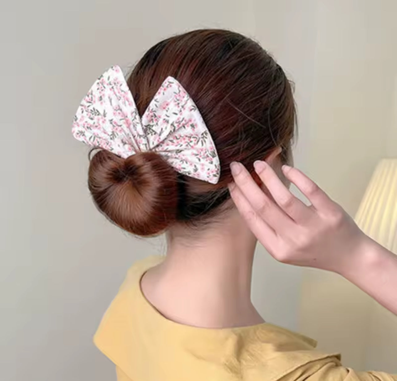 Multicolor Deft Bun Print Headband Hairpin for Women Girl Cloth Hair Circle Bun Maker Ponytail Holder Hair Accessories 1pcs