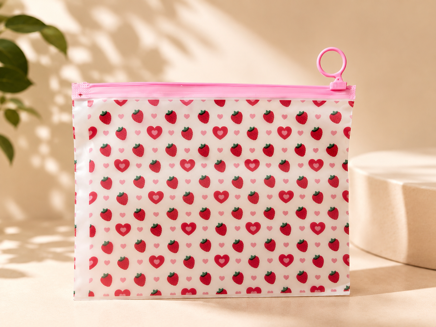 Strawberry & Heart Zipper Pouches ā Set of 2