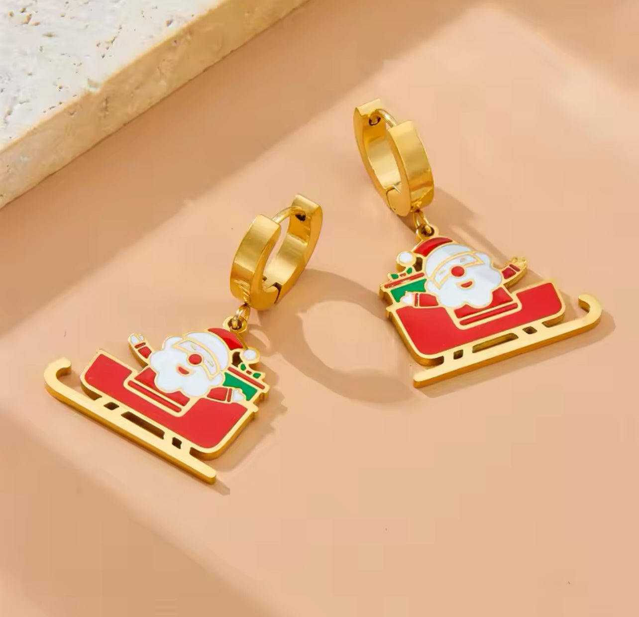 316L Stainless Steel Sled Gift For Santa Claus Earrings Womens Fashion New Christmas Day Ear Jewelry Lady Party Gift