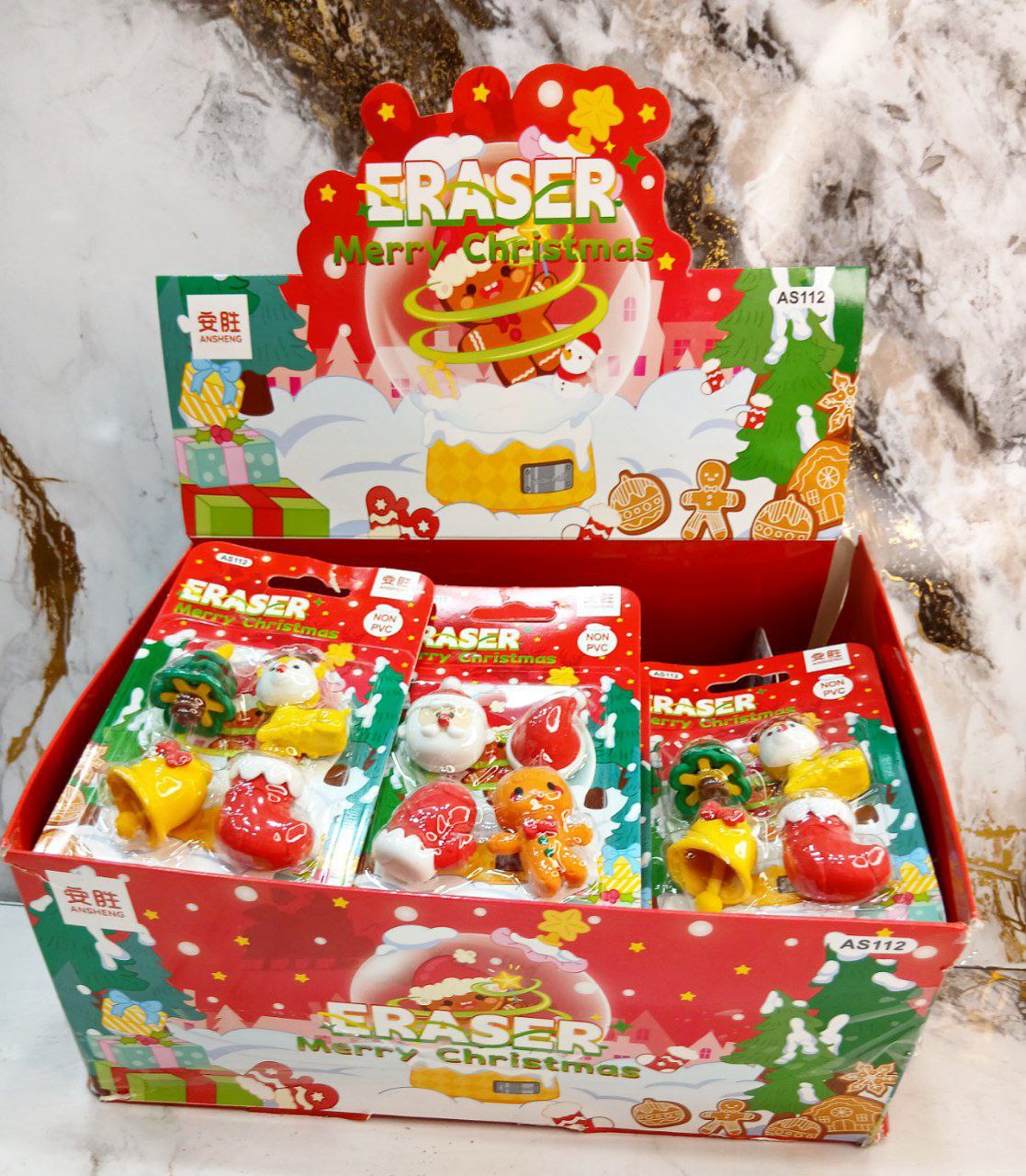 Pack of 4Pcs Cute Christmas Shaped Erasers