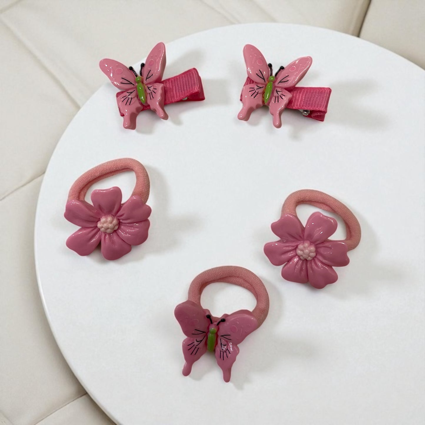 5Pcs Cute Butterfly Flowers Hair Clips and Ties