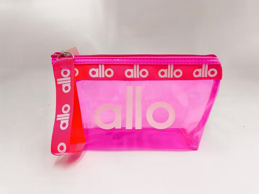 ALO Transparent PVC Makeup Pouch with Wrist Strap – Waterproof Cosmetic Bag