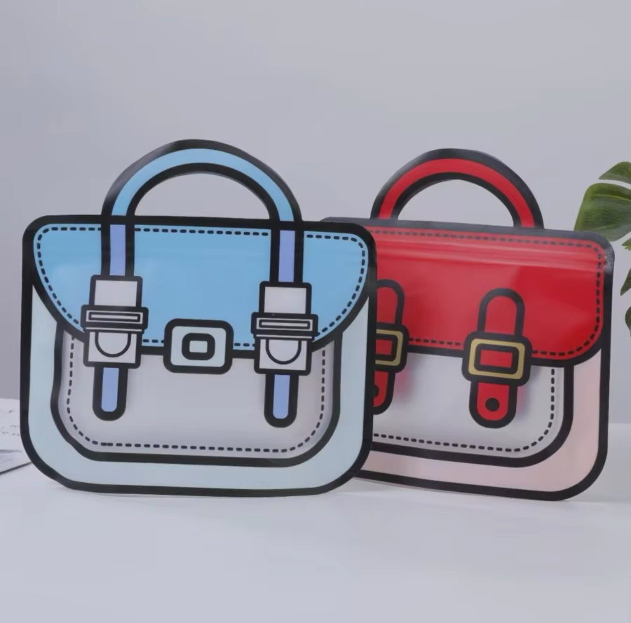 StoBag Candy Packaging Ziplock Bags Cute Snack Chocolate Tote Handle with Window Kids Cartoon Plastic Sealed Food Storage