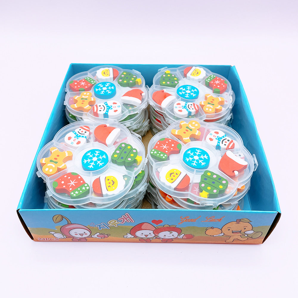 🎄 Christmas Mini Erasers Set – 7 Festive Designs