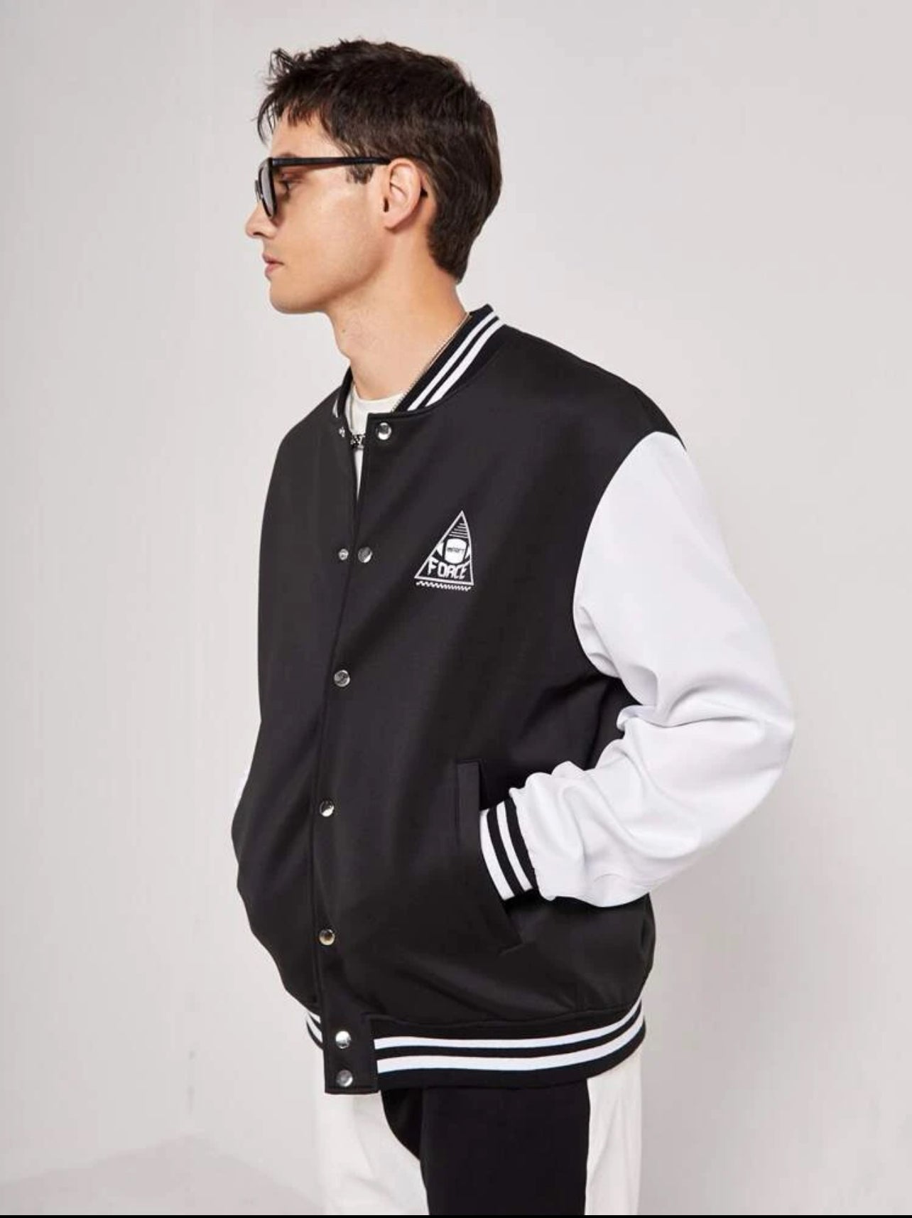 SHEIN Manfinity Men Color Block Letter Graphic Drop Shoulder Varsity Jacket - XL