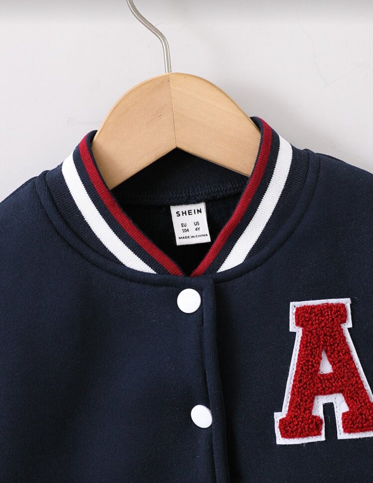 SHEIN Toddler Boys Letter Patched Striped Trim Bomber Jacket Without Tee - 6Y
