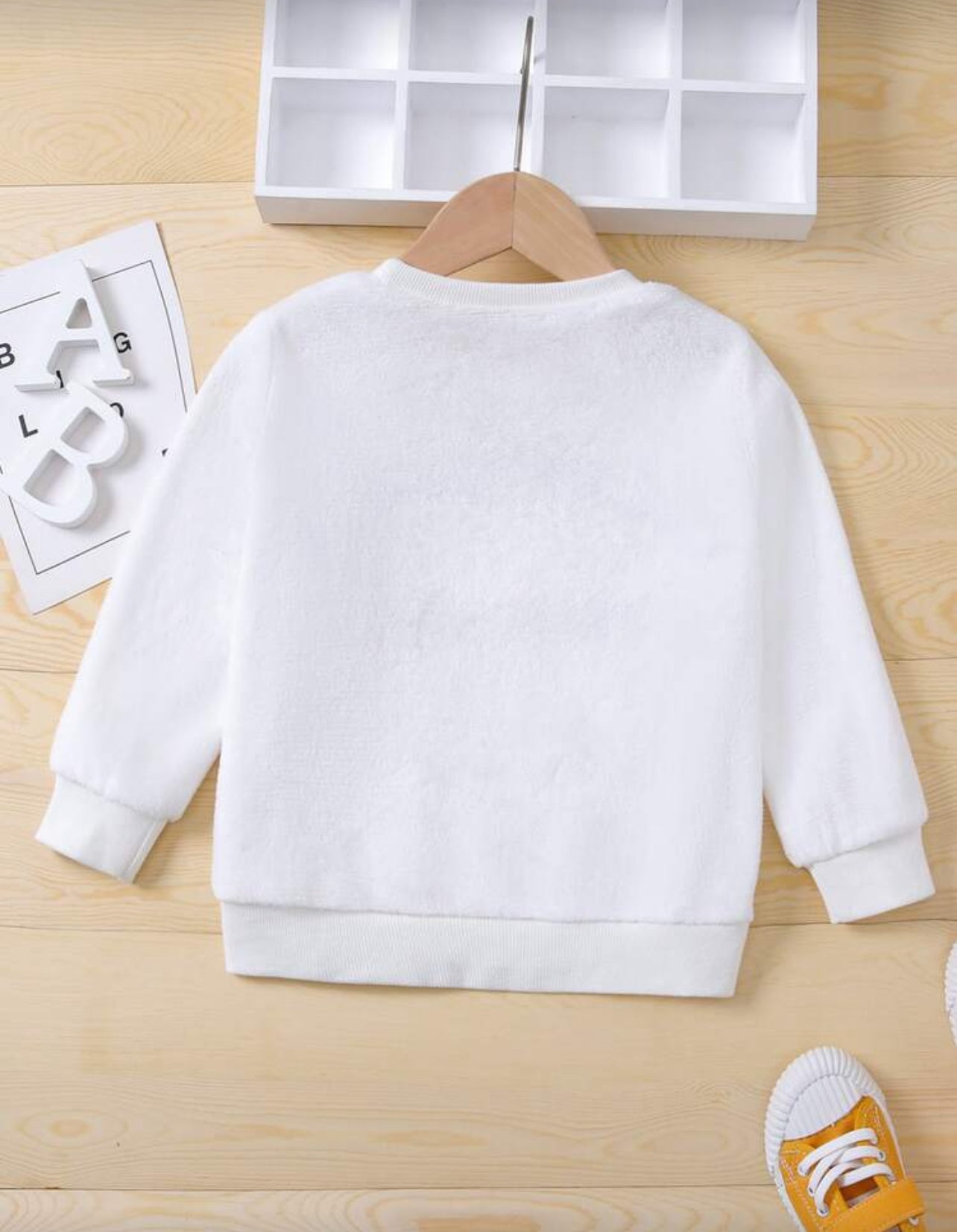 SHEIN Toddler Girls Letter Embroidered Flannel Sweatshirt - 7Years