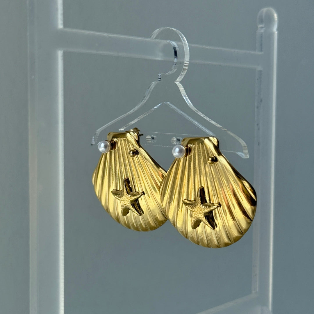 Stainless Steel Ocean Shell Statement Earrings