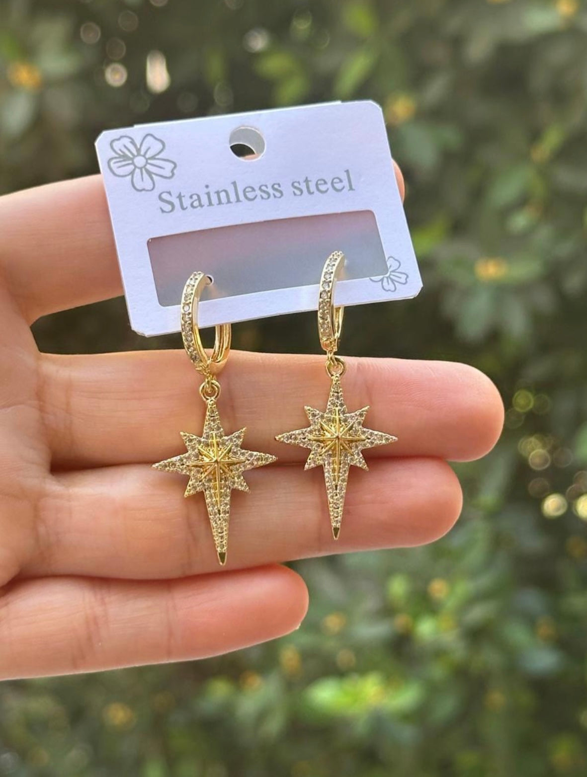 Sterling Stainless Steel Sun Earrings