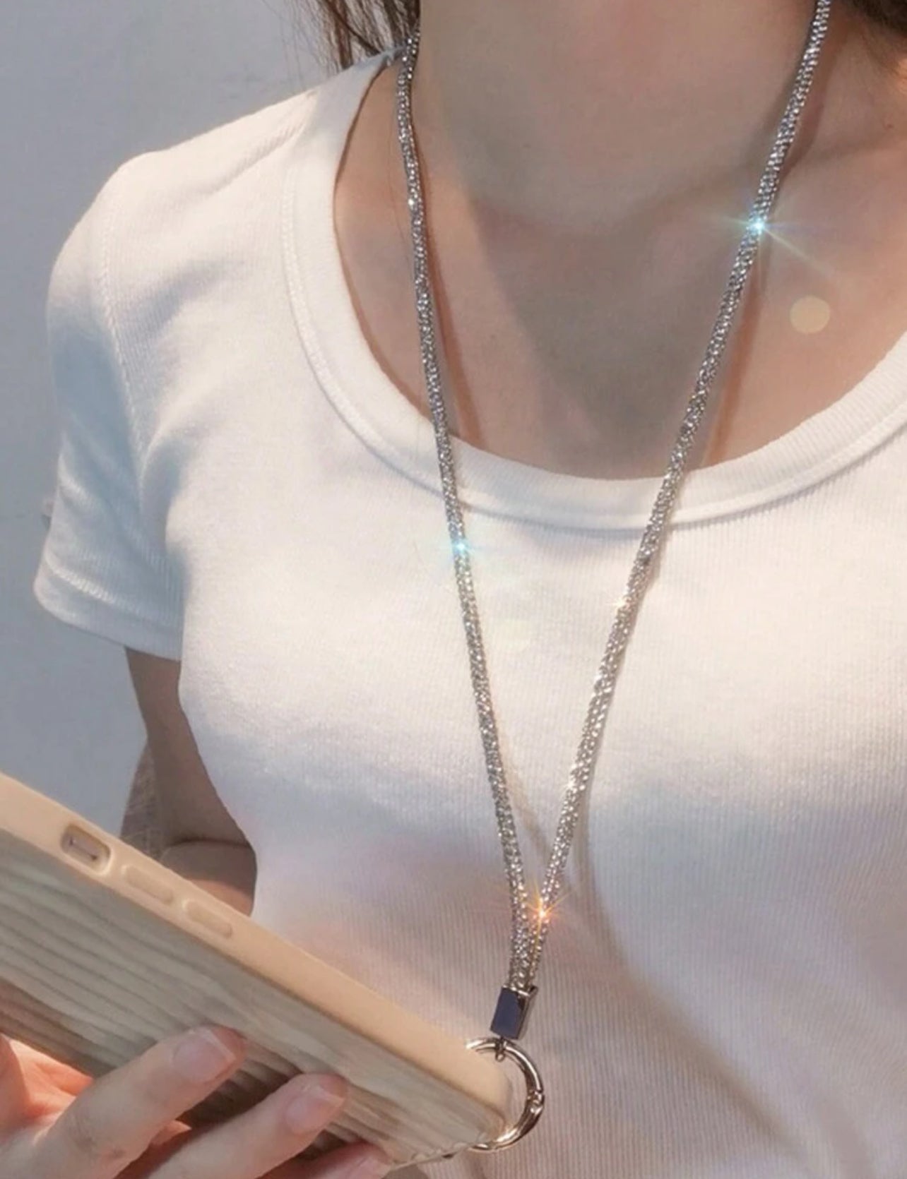 Long Wrist Style Rhinestone P.endant Mobile Phone Lanyard Full Diamond Colorful Long Neck Strap Anti Loss Sling