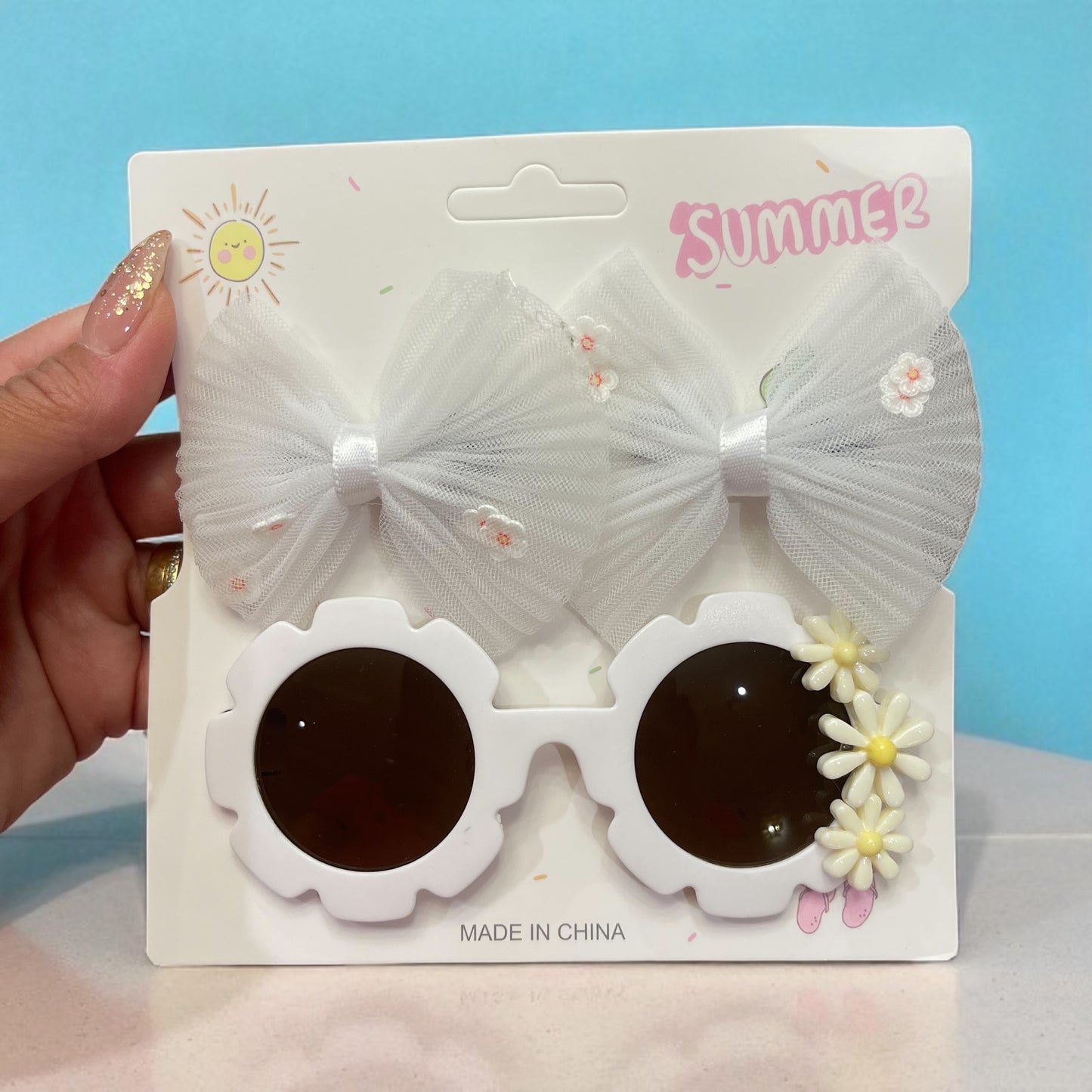 2Pcs Lovely Sparkling Hair Clip Hair Accessories Glasses Set Fashion Shiny Kids Love Glasses Girls Headwear