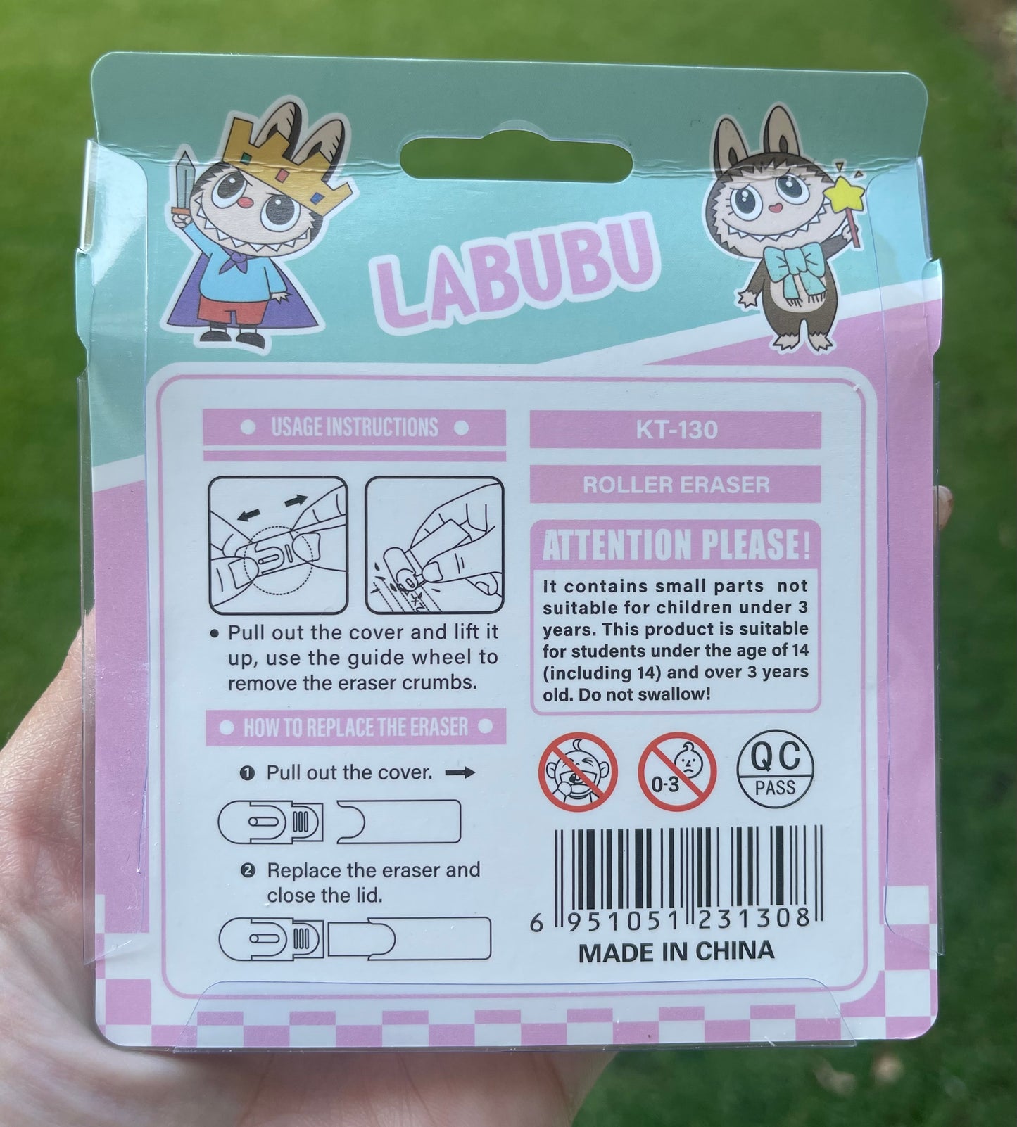 Labubu Cartoon Push-Pull Rolling Eraser Set New Detachable Eraser with Clean Chip-Free Cloth Roller Plastic Material