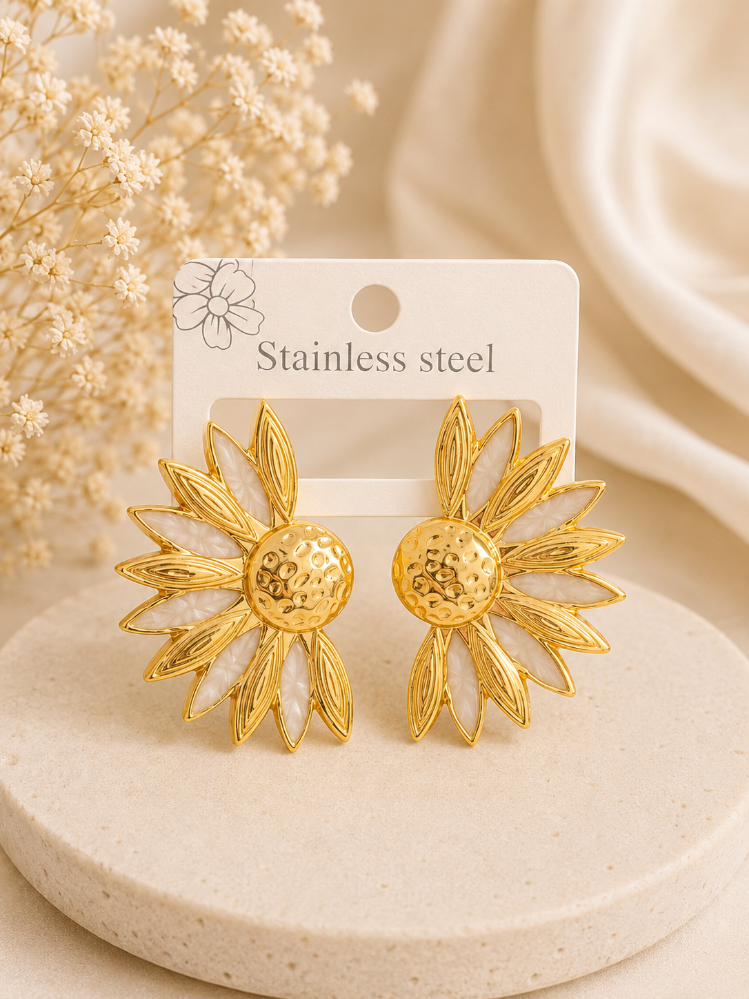 Golden Sunflower Statement Earrings