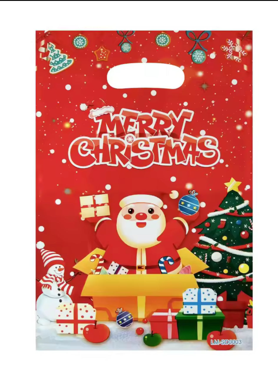 10pcs Christmas Bags Snowflakes Candy Gift Bags Merry Christmas Decoration Gift Wrapping Treat Bags New Year Packing Bag
