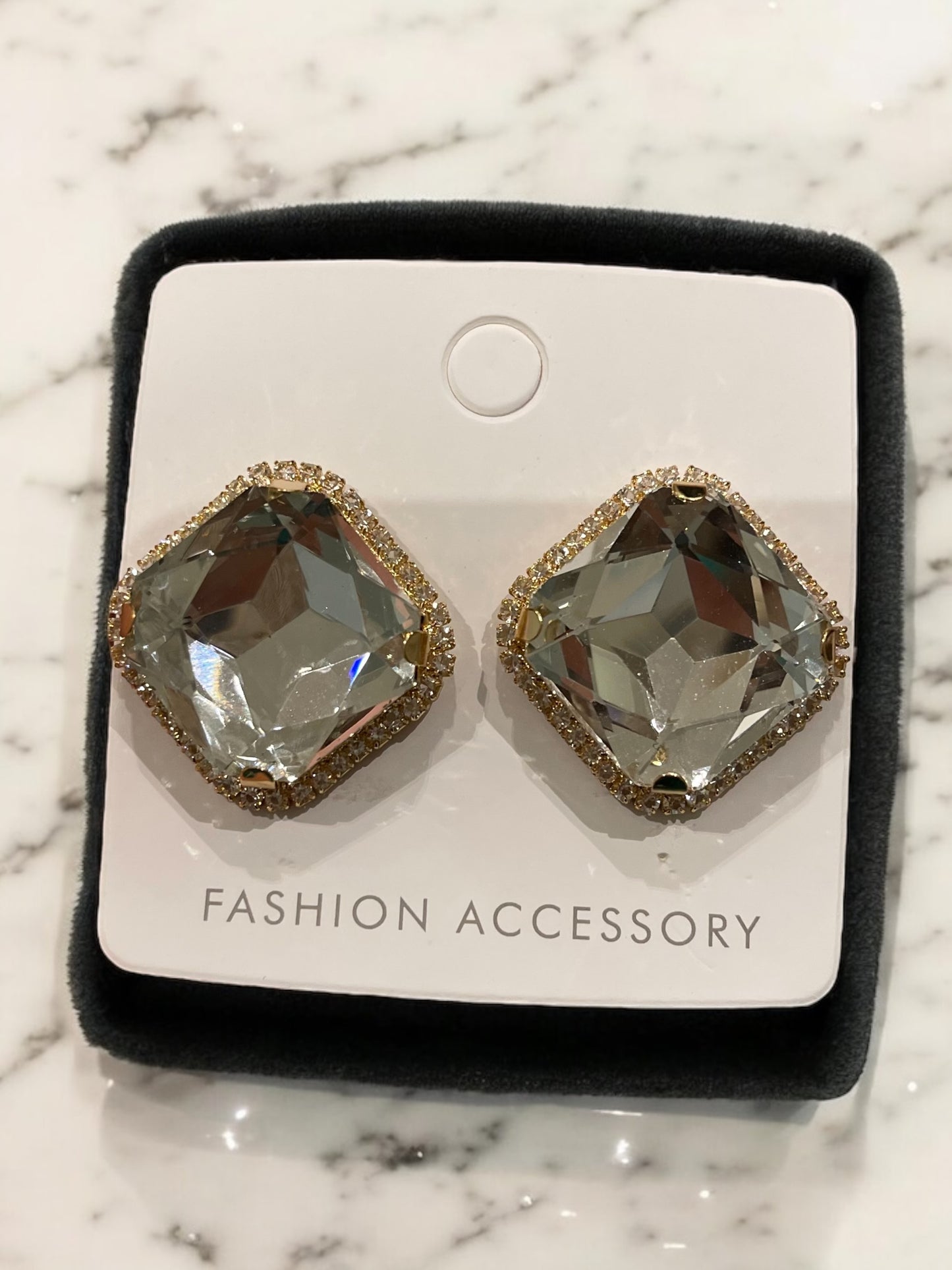 The Ethnicity big stone studded rectangular stud earrings for women/girls fancy zirconia (Blue)
