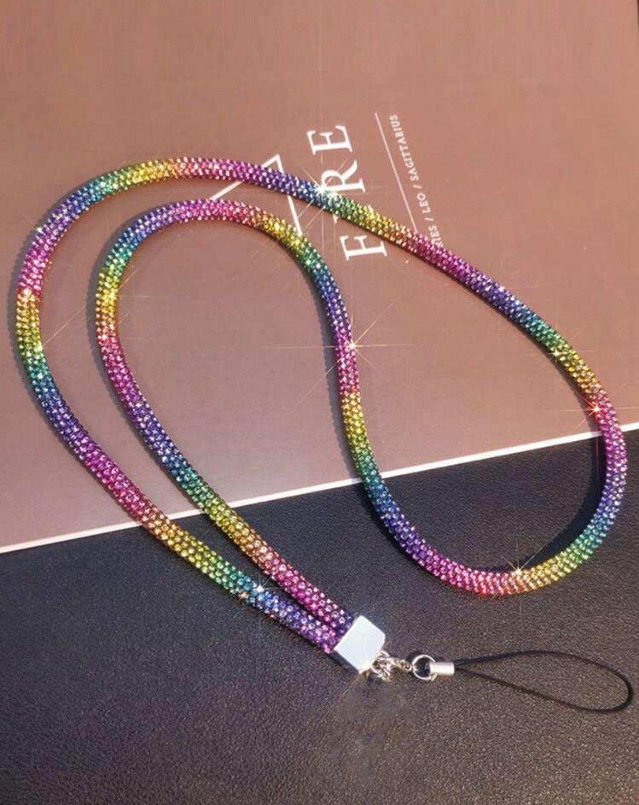 Long Wrist Style Rhinestone P.endant Mobile Phone Lanyard Full Diamond Colorful Long Neck Strap Anti Loss Sling