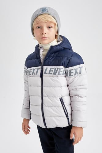 Defacto Navy boys hooded fleece lined puffer jacket