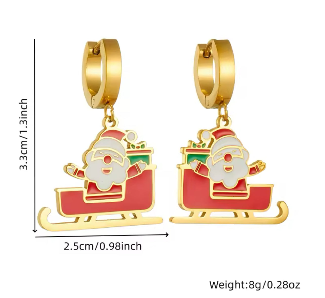 316L Stainless Steel Sled Gift For Santa Claus Earrings Womens Fashion New Christmas Day Ear Jewelry Lady Party Gift