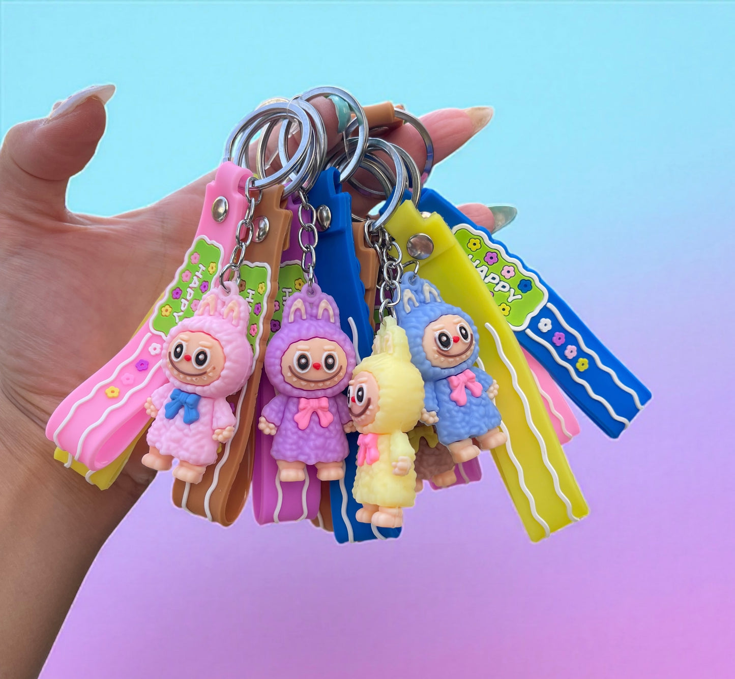 1Pc Labuba Keychain Cute Doll Wristlet Accessories Key Chain Bag Charm Gift for Women Mobile phone pendant/lanyard
