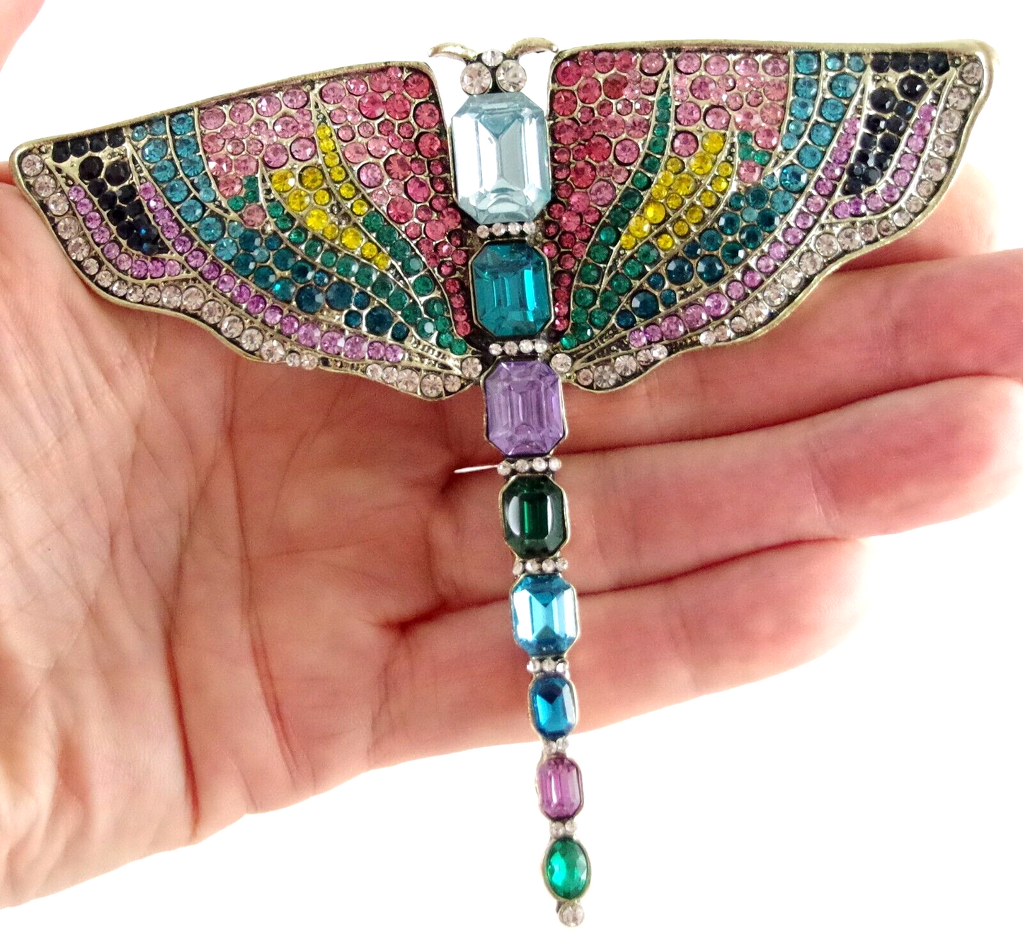 Luxury Crystal Dragonfly Brooch – Multicolor Rhinestone Statement Pin