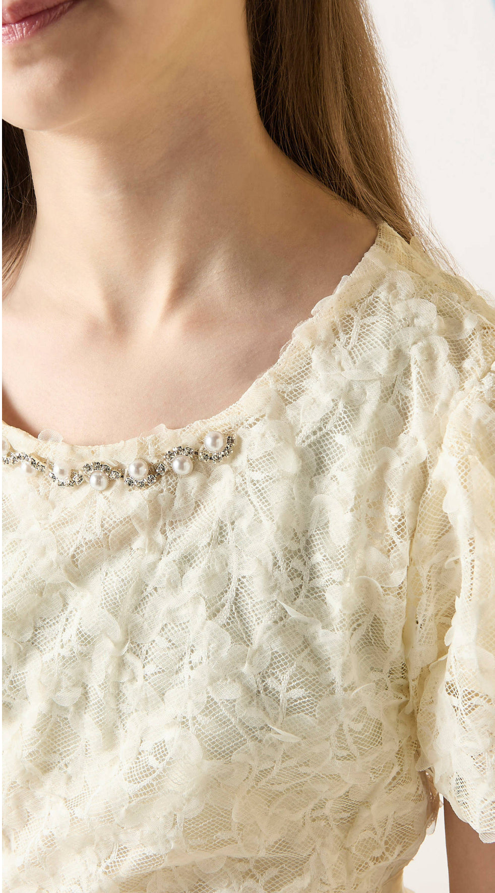 Textured Balloon Sleeves A-Line Dress - 11 Years