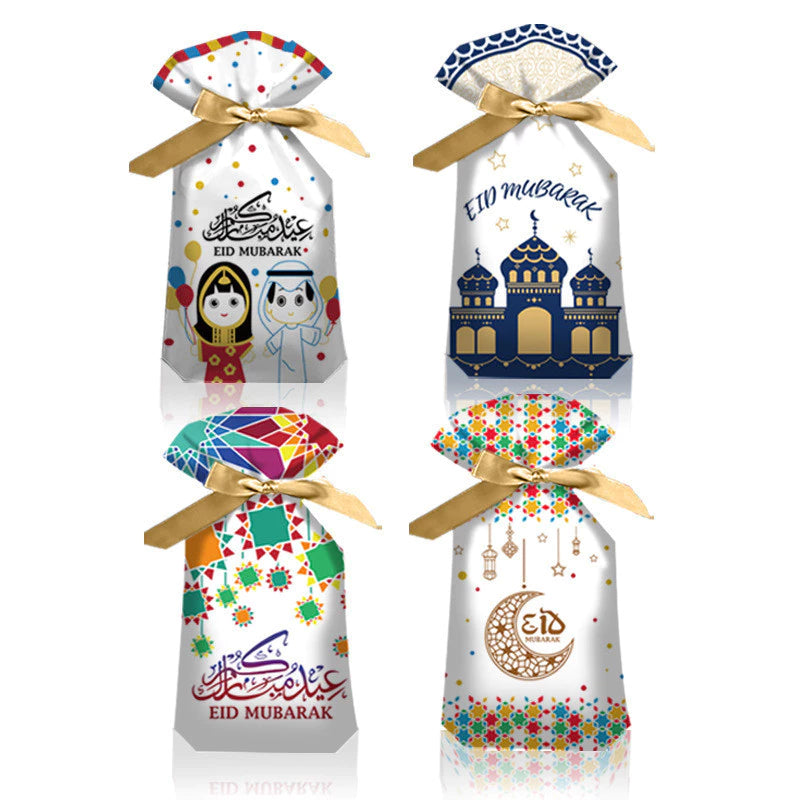 10pcs Eid Mubarak Candy Bags Ramadan Kareem Cookie Gift Bag Muslim Islamic Festival Party DIY Baking Package Supplies