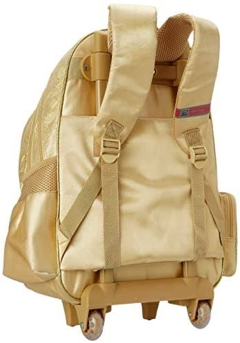 First Kid Beauty and the Beast Print Zip-up Trolley School Backpack for Girls - Yellow