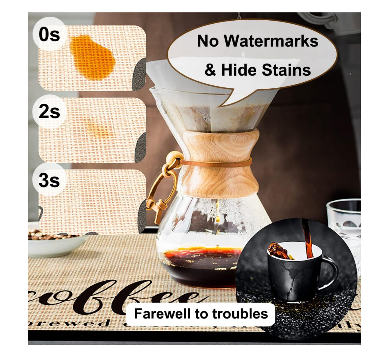 Coffee Mat Super Absorbent Drying for Kitchen Maker Quick Dry Bathroom Drain Pad Home Accessories Silicone