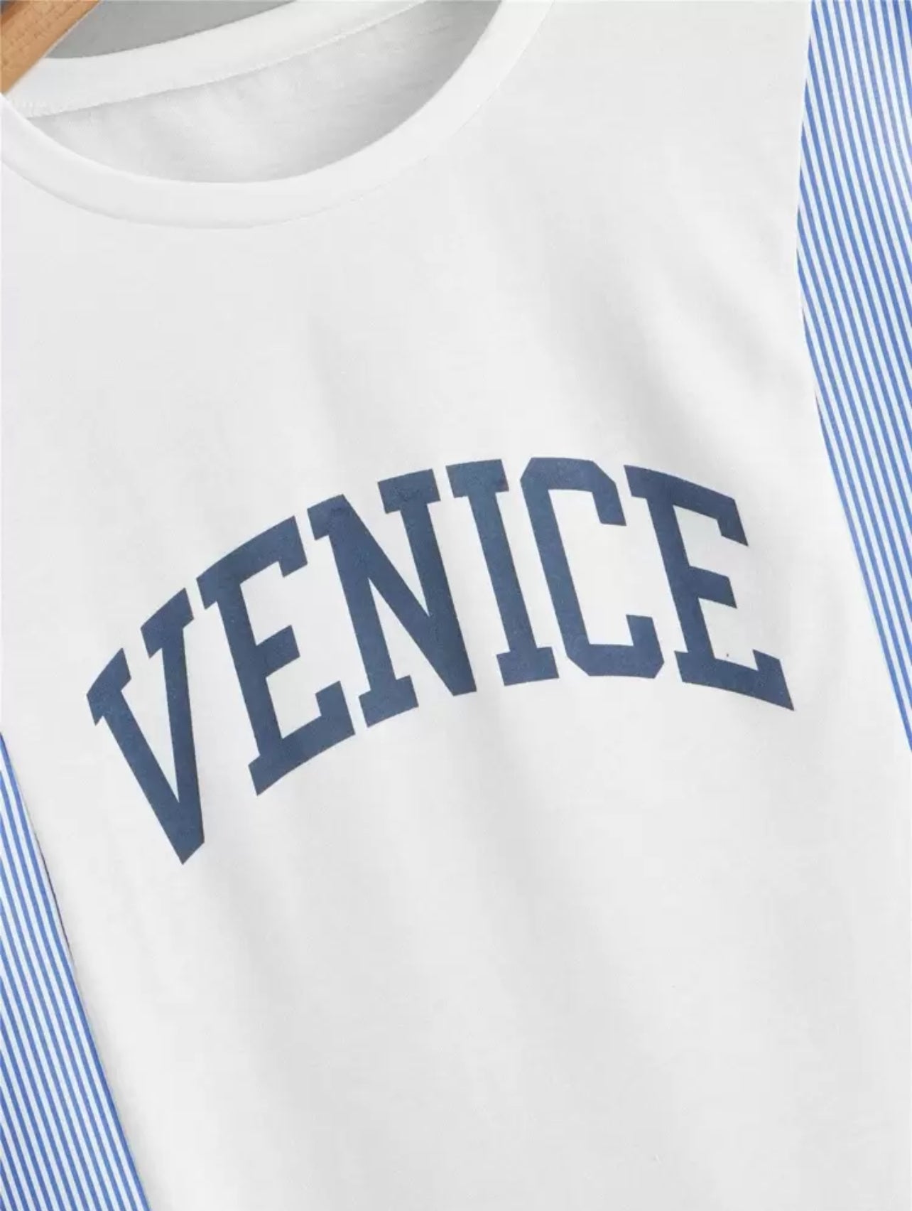 Shein Plus Letter And Striped Print Drop Shoulder Summer Tee - 0XL,1XL