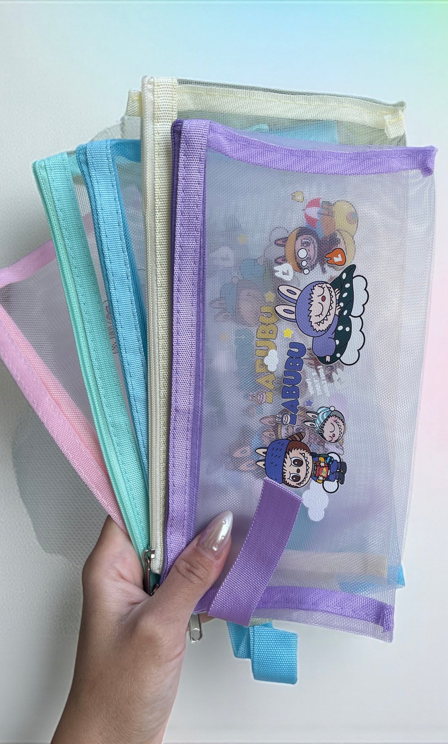 Labubu transparent pencil case Portable Stationery Easy Carry Useful Labubu Print Pencil Pouch