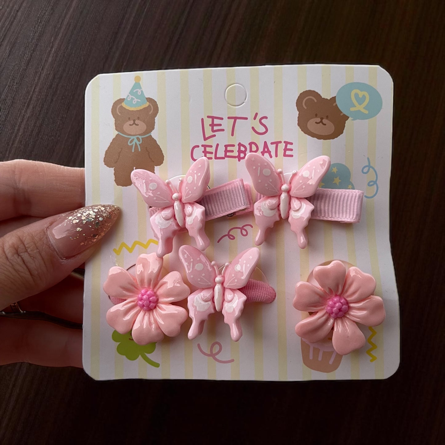 5Pcs Cute Butterfly Flowers Hair Clips and Ties
