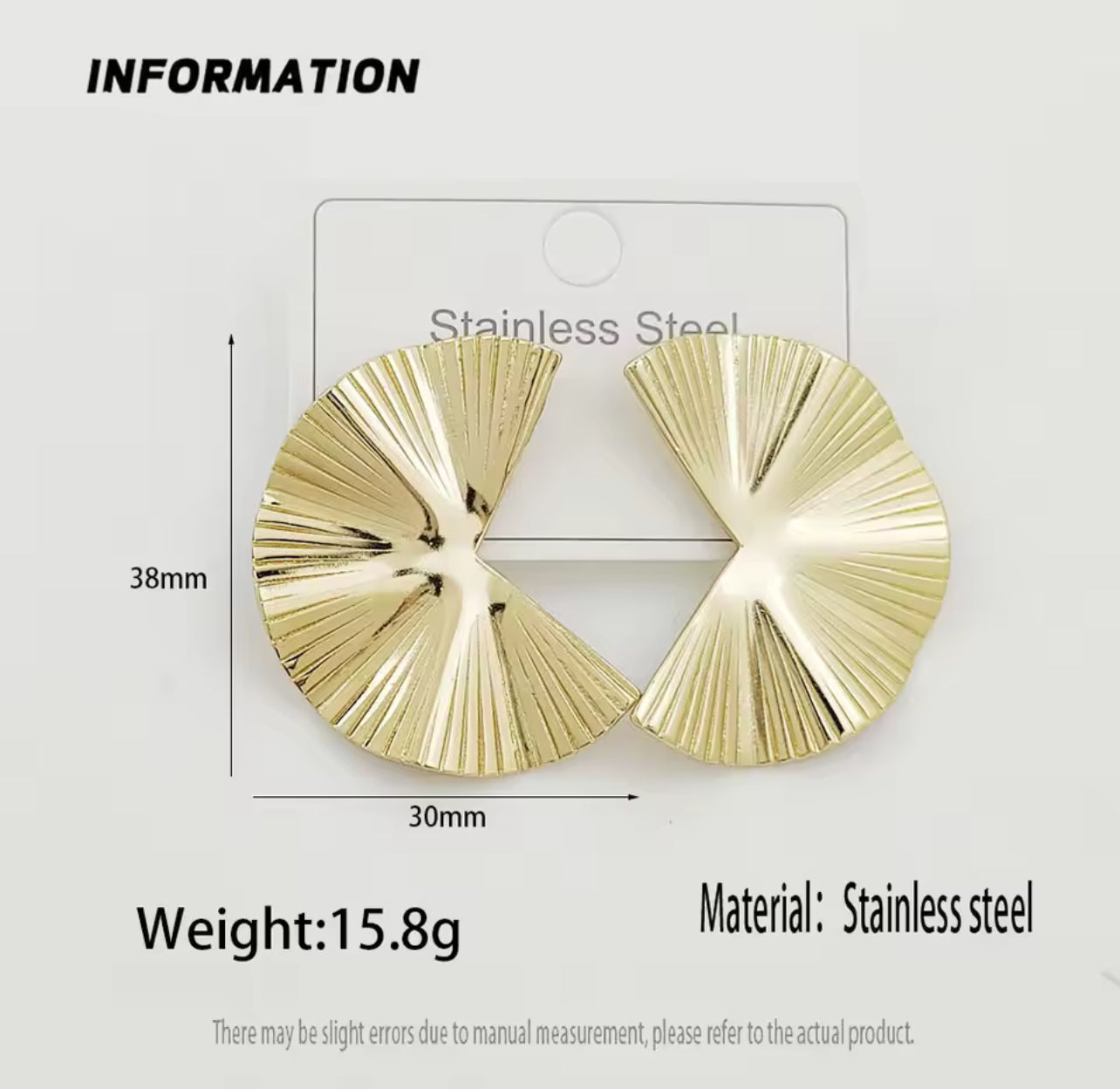 new style exaggerated metal stainless gold-plated irregular earrings, high-quality waterproof earrings, wife gifts
